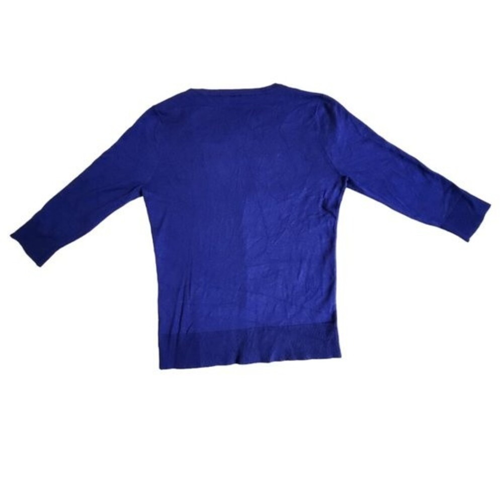 14th & Union blue button front v neck 3/4 sleeve cardigan sweater sz L - Picture 2 of 11